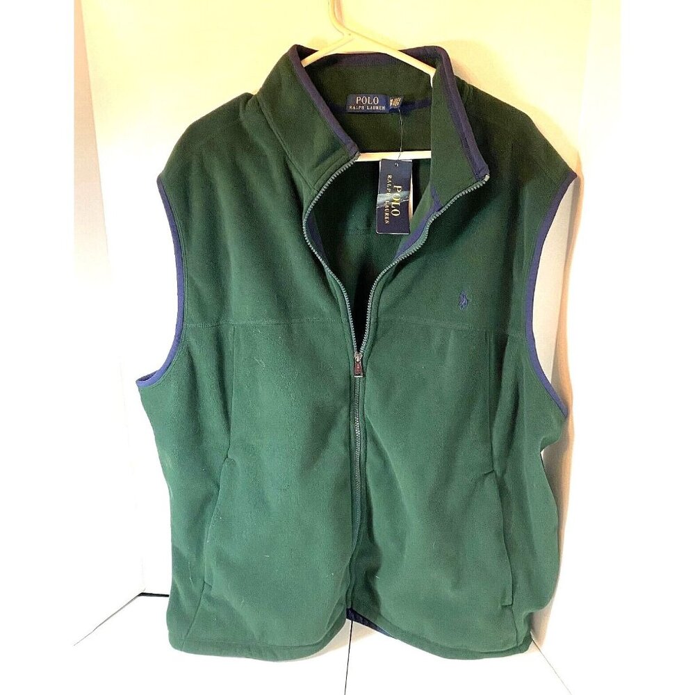 Polo Ralph Lauren Men’s Fleece Pocket Zip-Up Green Vest Size 2XB New with Tags